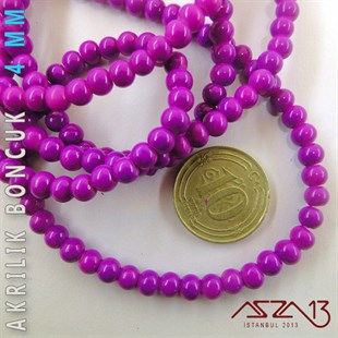 230 Adet 4 mm Açık Mor Renk Opak Parlak Akrilik Boncuk (22 Gr)