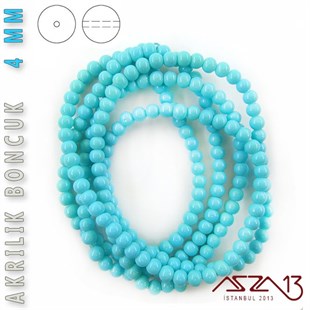 230 Adet 4 mm Mavi Renk Opak Parlak Akrilik Boncuk (22 Gr)