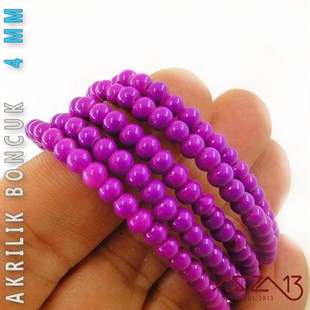 230 Adet 4 mm Açık Mor Renk Opak Parlak Akrilik Boncuk (22 Gr)