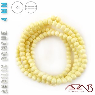 230 Adet 4 mm Krem Renk Opak Parlak Akrilik Boncuk (22 Gr)