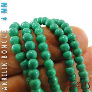 230 Adet 4 mm Açık Yeşil Renk Opak Parlak Akrilik Boncuk (22 Gr)