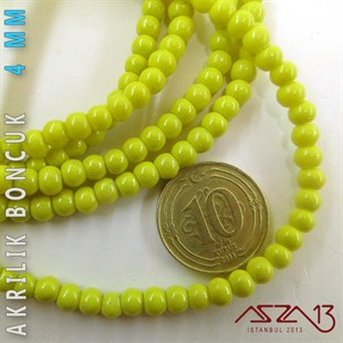 230 Adet 4 mm Fıstık Yeşil Renk Opak Parlak Akrilik Boncuk (22 Gr)