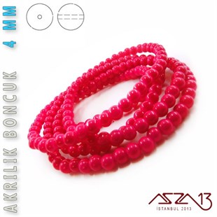 230 Adet 4 mm Koyu Pembe Renk Opak Parlak Akrilik Boncuk (22 Gr)