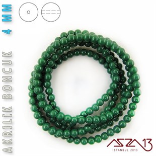 230 Adet 4 mm Koyu Yeşil Renk Opak Parlak Akrilik Boncuk (22 Gr)