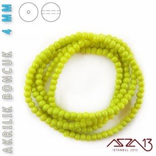 230 Adet 4 mm Fıstık Yeşil Renk Opak Parlak Akrilik Boncuk (22 Gr)