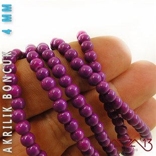 230 Adet 4 mm Mor Renk Opak Parlak Akrilik Boncuk (22 Gr)