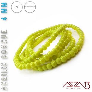 230 Adet 4 mm Fıstık Yeşil Renk Opak Parlak Akrilik Boncuk (22 Gr)
