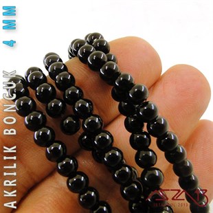 230 Adet 4 mm Siyah Renk Opak Parlak Akrilik Boncuk (22 Gr)