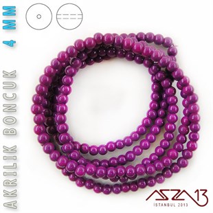 230 Adet 4 mm Mor Renk Opak Parlak Akrilik Boncuk (22 Gr)