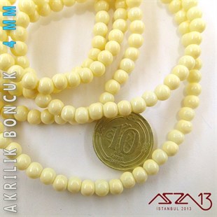 230 Adet 4 mm Krem Renk Opak Parlak Akrilik Boncuk (22 Gr)
