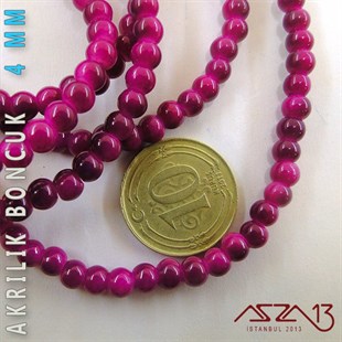 230 Adet 4 mm Dalgalı Mor Renk Opak Parlak Akrilik Boncuk (22 Gr)