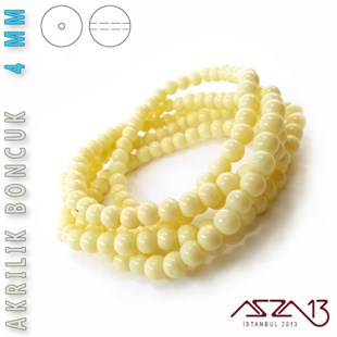230 Adet 4 mm Krem Renk Opak Parlak Akrilik Boncuk (22 Gr)