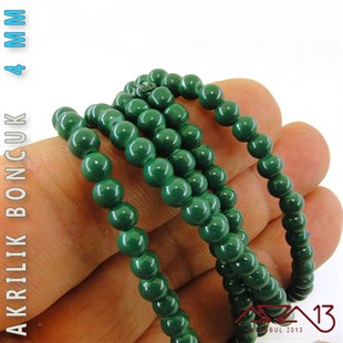230 Adet 4 mm Koyu Yeşil Renk Opak Parlak Akrilik Boncuk (22 Gr)