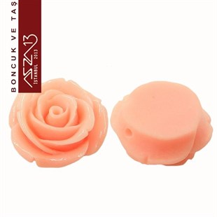 Açık Pembe Gül, 23 mm, Delikli ve Yapıştırma Yüzeyli / Paket İçeriği 1 Adet