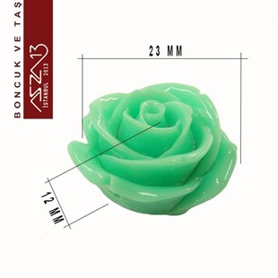 Açık Yeşil Gül, 23 mm, Delikli ve Yapıştırma Yüzeyli / Paket İçeriği 1 Adet