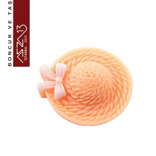 Akrilik, Açık Pembe Renk, 20x22 mm, Şapka Figürlü Yapıştırma Akrilik Taş / Paket İçeriği 1 Adet