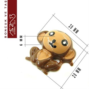 Akrilik, Kahverengi, 20x20 mm, Maymun Figürlü Yapıştırma Akrilik Taş / Paket İçeriği 1 Adet