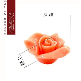 Akrilik, Pembe Renk, 23x23 mm, Gül Figürlü Yapıştırma Akrilik Taş / Paket İçeriği 1 Adet