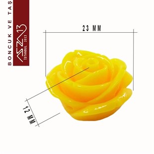 Sarı Gül, 23 mm, Delikli ve Yapıştırma Yüzeyli / Paket İçeriği 1 Adet