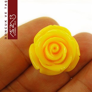 Sarı Gül, 23 mm, Delikli ve Yapıştırma Yüzeyli / Paket İçeriği 1 Adet