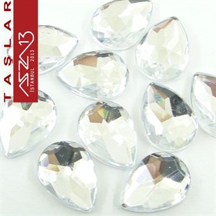 10 Adet 13x18 mm Kristal Renk Damla Akrilik Taş (5 gr)