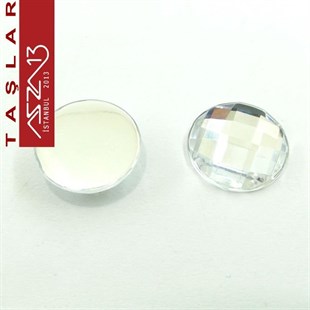 10 Adet 18 mm Kristal Renk Yuvarlak Akrilik Taş (7,6 gr)