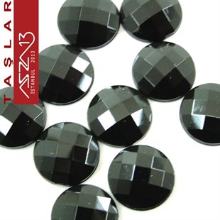 10 Adet 10 mm Siyah Renk Yuvarlak Akrilik Taş (1,8 gr)