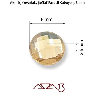 10 Adet 8 mm Açık Kahve Renk Yuvarlak Akrilik Taş (1,2 gr)