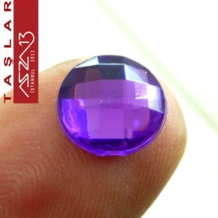 10 Adet 10 mm Mor Renk Yuvarlak Akrilik Taş (1,8 gr)