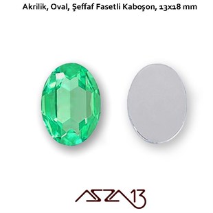 10 Adet 13x18 mm Yeşil Renk Oval Akrilik Taş (6,6 gr)