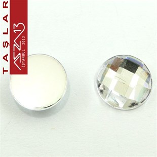 10 Adet 16 mm Kristal Renk Yuvarlak Akrilik Taş (5,8 gr)