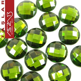 10 Adet 18 mm Neft Yeşil Renk Yuvarlak Akrilik Taş (7,6 gr)