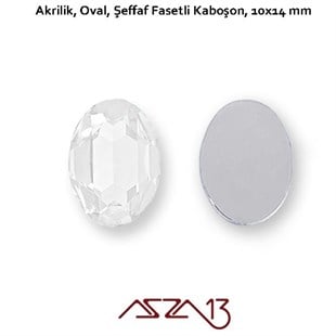 10 Adet 13x18 mm Kristal Renk Oval Akrilik Taş (6,6 gr)