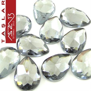 10 Adet 13x18 mm Gri Renk Damla Akrilik Taş (5 gr)