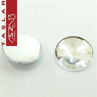 10 Adet 20 mm Kristal Renk Yuvarlak Akrilik Taş (8,7 gr)