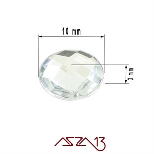 10 Adet 10 mm Kristal Renk Yuvarlak Akrilik Taş (1,8 gr)