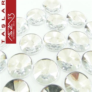 10 Adet 20 mm Kristal Renk Yuvarlak Akrilik Taş (8,7 gr)