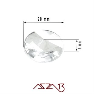 10 Adet 20 mm Kristal Renk Yuvarlak Akrilik Taş (8,7 gr)