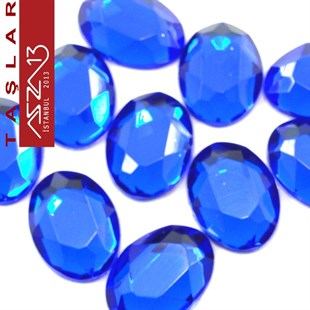 10 Adet 13x18 mm Gece Mavisi Renk Oval Akrilik Taş (6,6 gr)