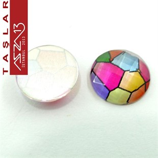 10 Adet 16 mm Pembe Mozaik Renk Yuvarlak Akrilik Taş (5,8 gr)