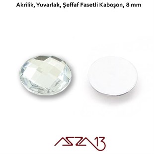 10 Adet 8 mm Kristal Renk Yuvarlak Akrilik Taş (1,2 gr)