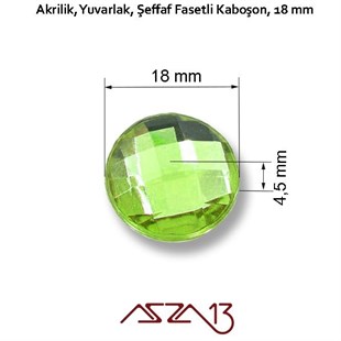 10 Adet 18 mm Neft Yeşil Renk Yuvarlak Akrilik Taş (7,6 gr)