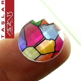 10 Adet 16 mm Pembe Mozaik Renk Yuvarlak Akrilik Taş (5,8 gr)