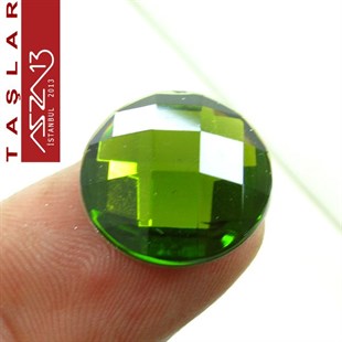 10 Adet 18 mm Neft Yeşil Renk Yuvarlak Akrilik Taş (7,6 gr)
