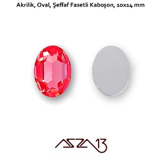 20 Adet 10x14 mm Kırmızı Renk Oval Akrilik Taş (6,8 gr)