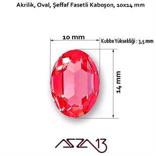 20 Adet 10x14 mm Kırmızı Renk Oval Akrilik Taş (6,8 gr)