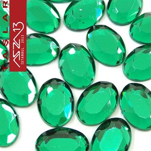 20 Adet 10x14 mm Yeşil Renk Oval Akrilik Taş (6,8 gr)