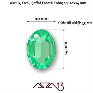 20 Adet 10x14 mm Yeşil Renk Oval Akrilik Taş (6,8 gr)