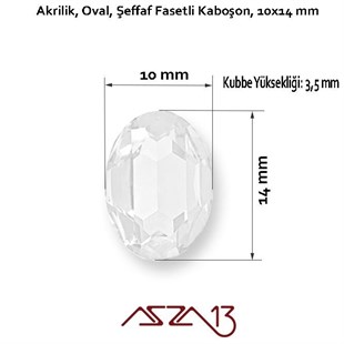 20 Adet 10x14 mm Kristal Renk Oval Akrilik Taş (6,8 gr)