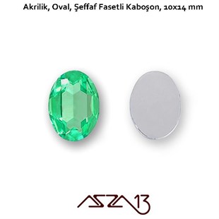 20 Adet 10x14 mm Yeşil Renk Oval Akrilik Taş (6,8 gr)